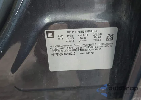 2016 Chevrolet Cruze Limited 1Lt Auto z USA, uszkodzony, nr VIN 1G1PE5SB0G7100220